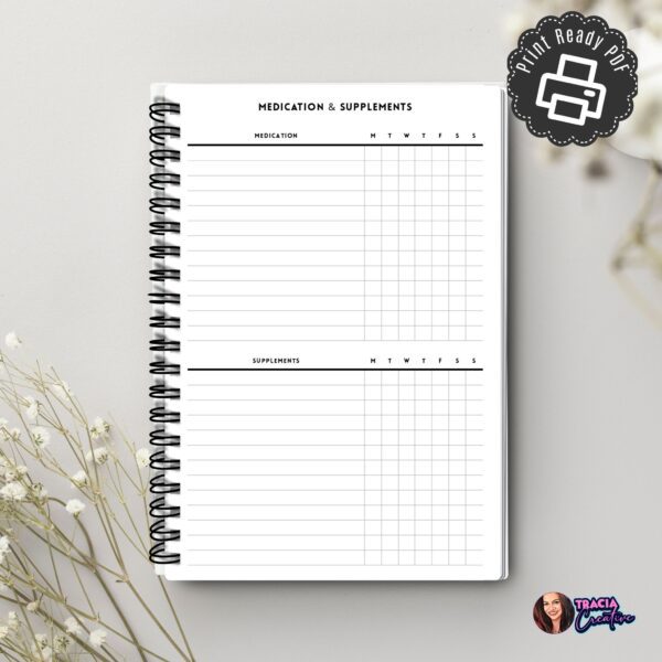 Medication and Supplement Tracker in A5 format