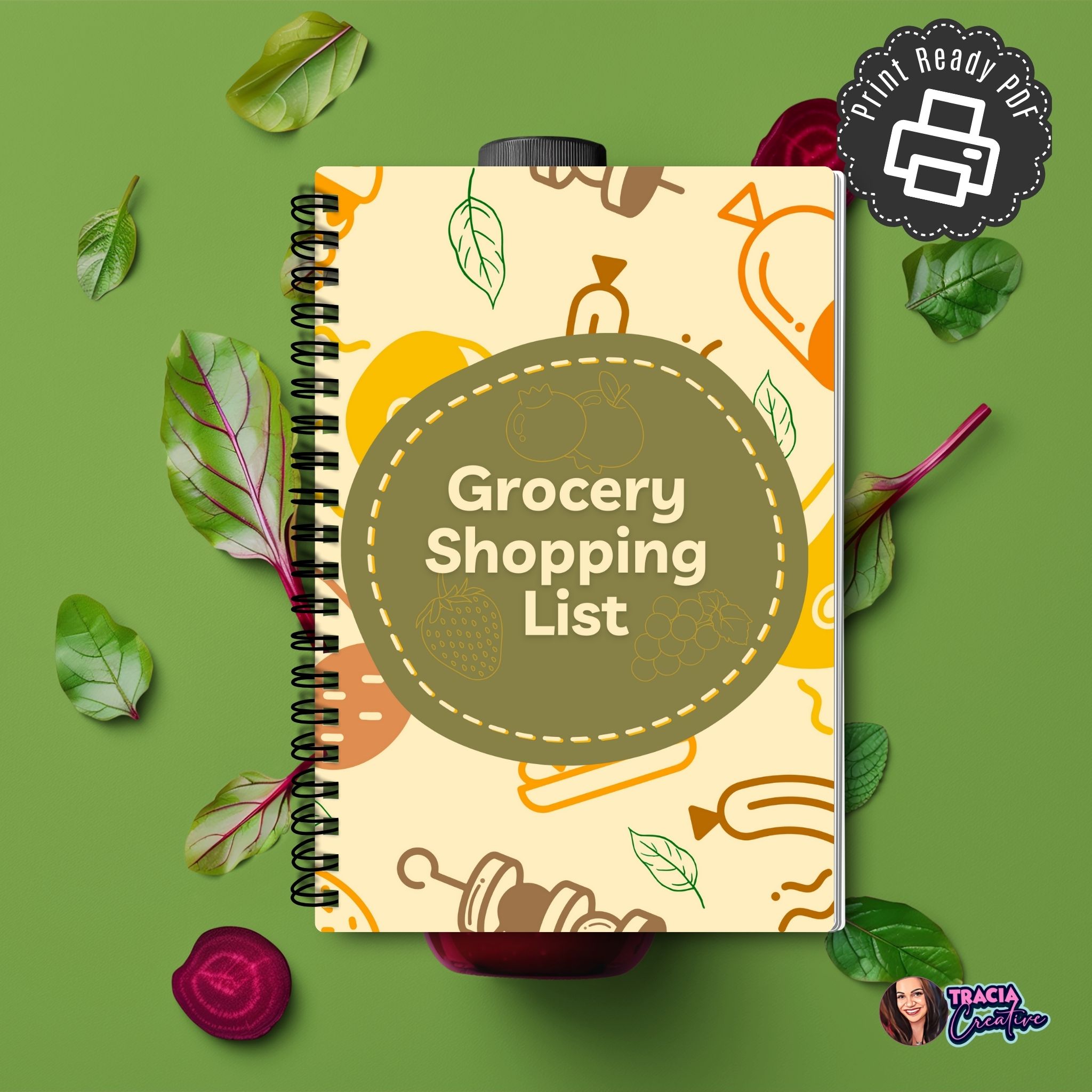 Grocery shopping list printable 5-page PDF