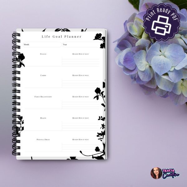 A5 Life Goal Planner Printable on desk