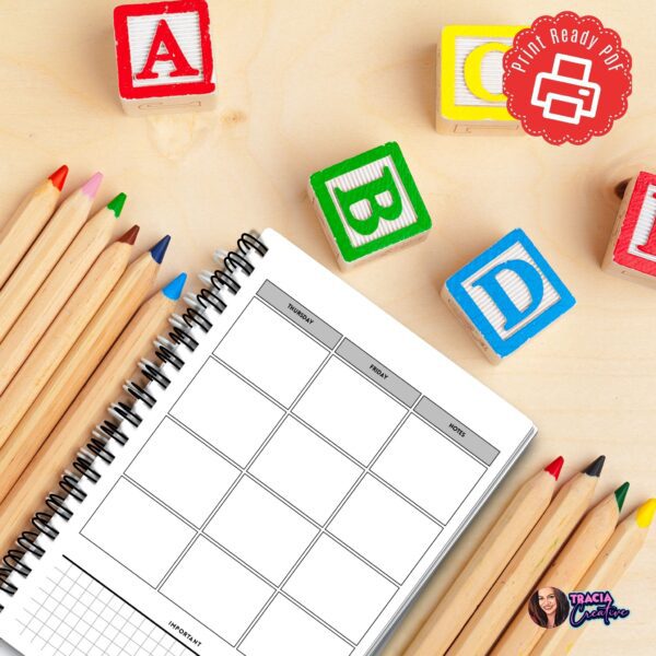 Teacher using Lesson Planner Printable on desk