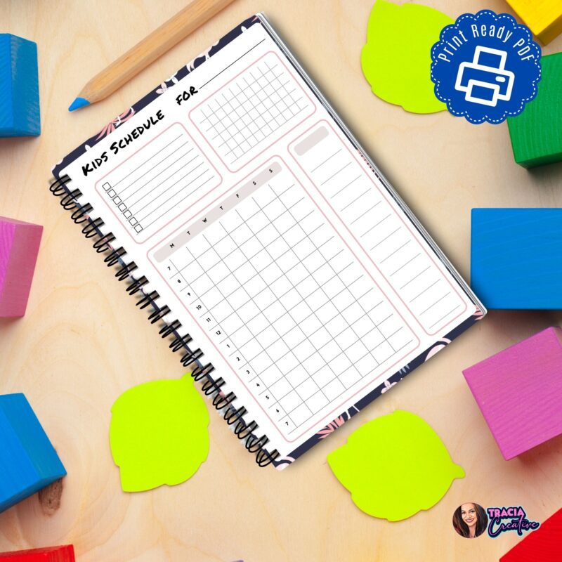 Kids schedule planner insert A5 PDF