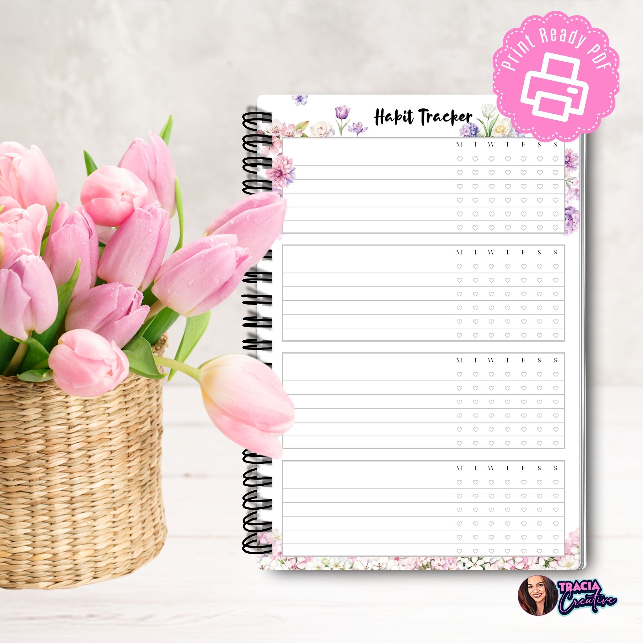 Weekly habit tracker printable spring theme