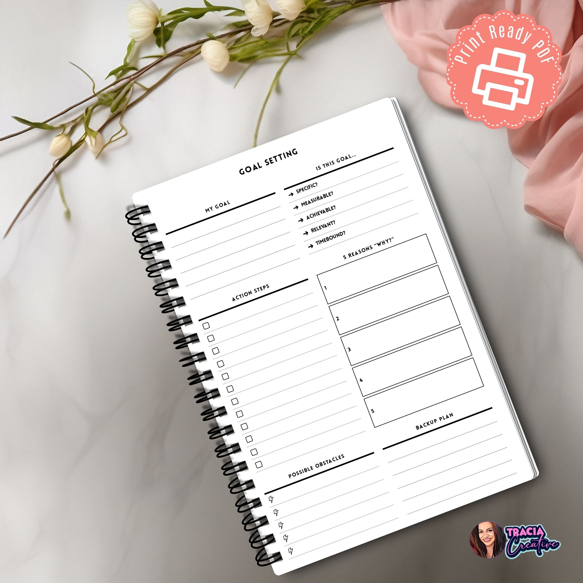 Goal planner Printable with action steps section