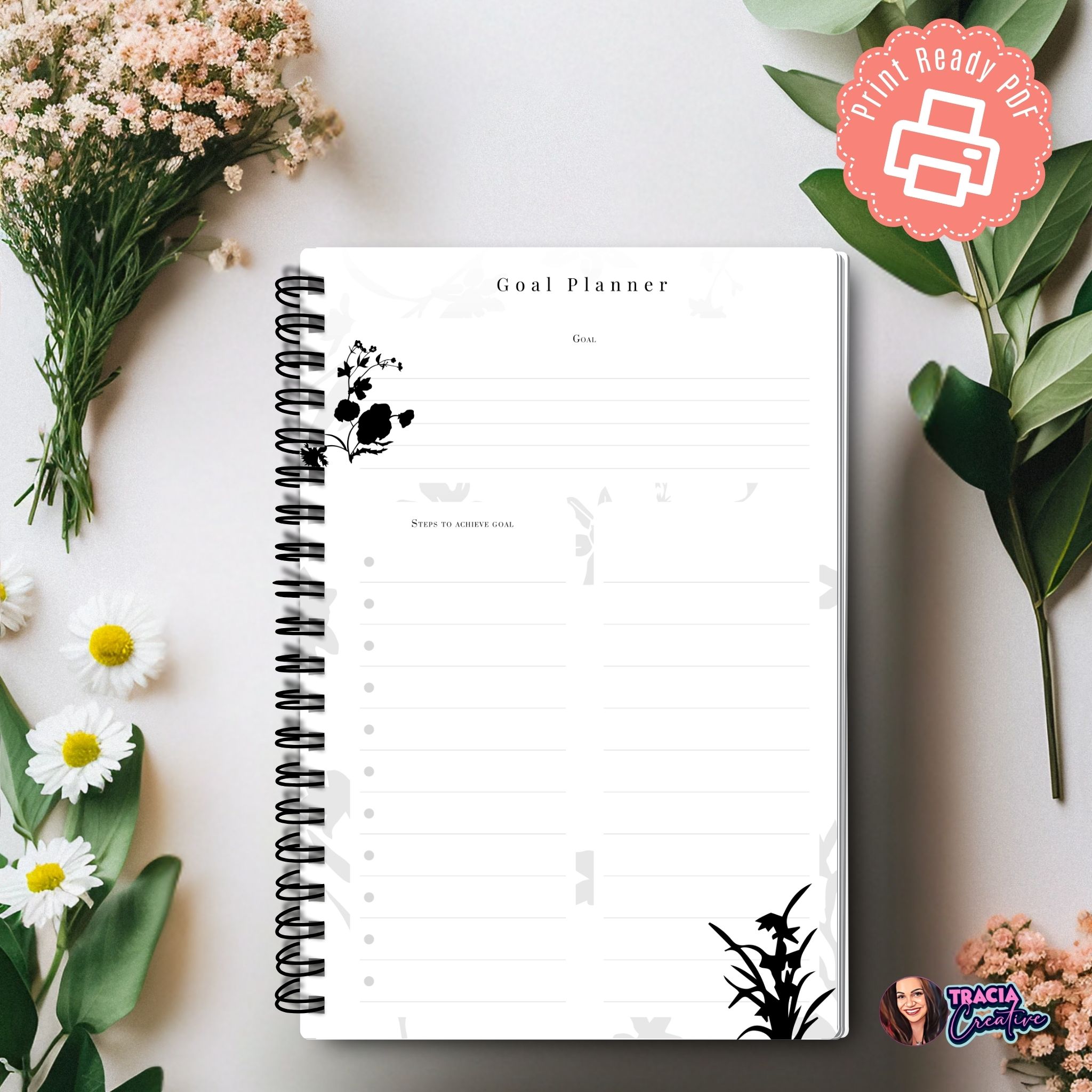 A5 silhouette goal planner printable page