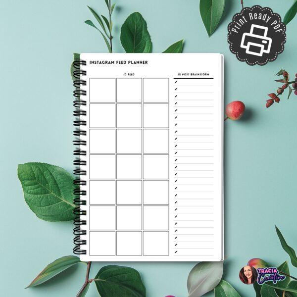 Printable Instagram post planner with content calendar layout