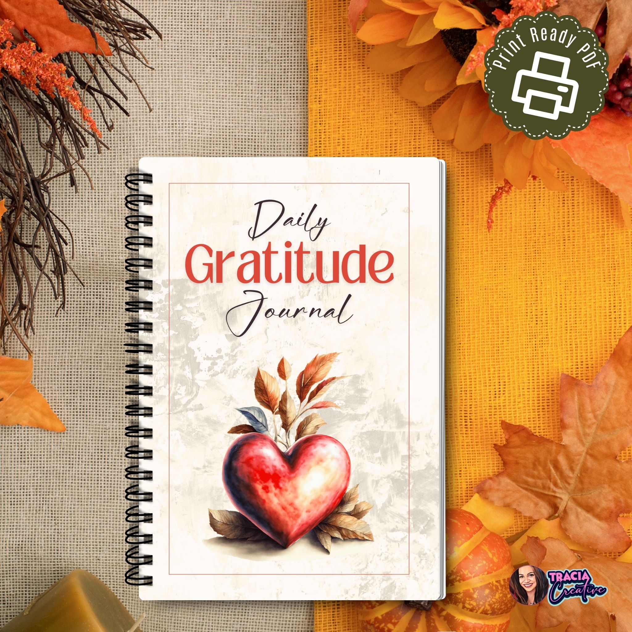 103 Page Gratitude Journal printable on desk