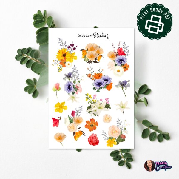Meadow printable sticker sheets A5