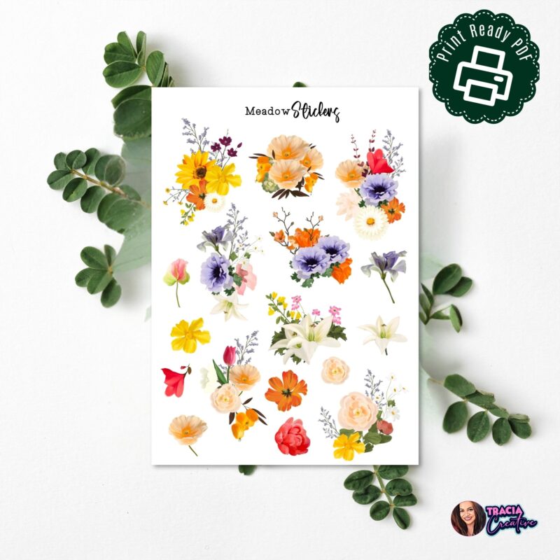 Meadow printable sticker sheets A5